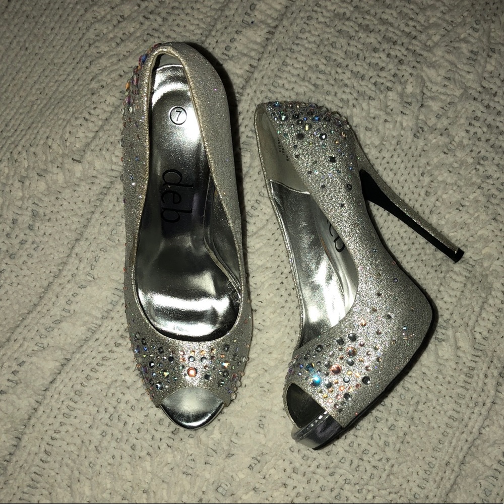 Silver sparkle heels